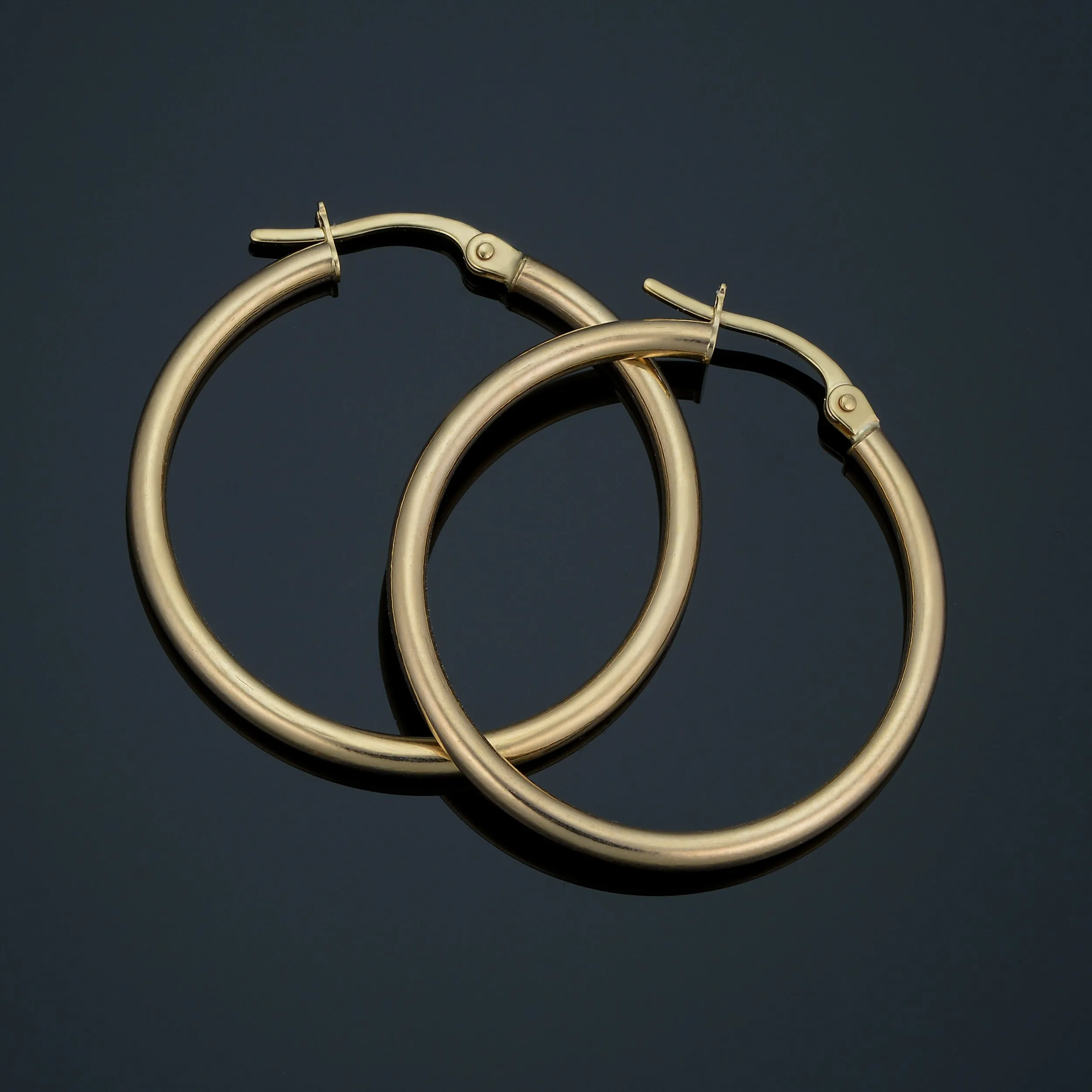 10k Yellow Gold Polished Hoop Earrings (2x25 mm)