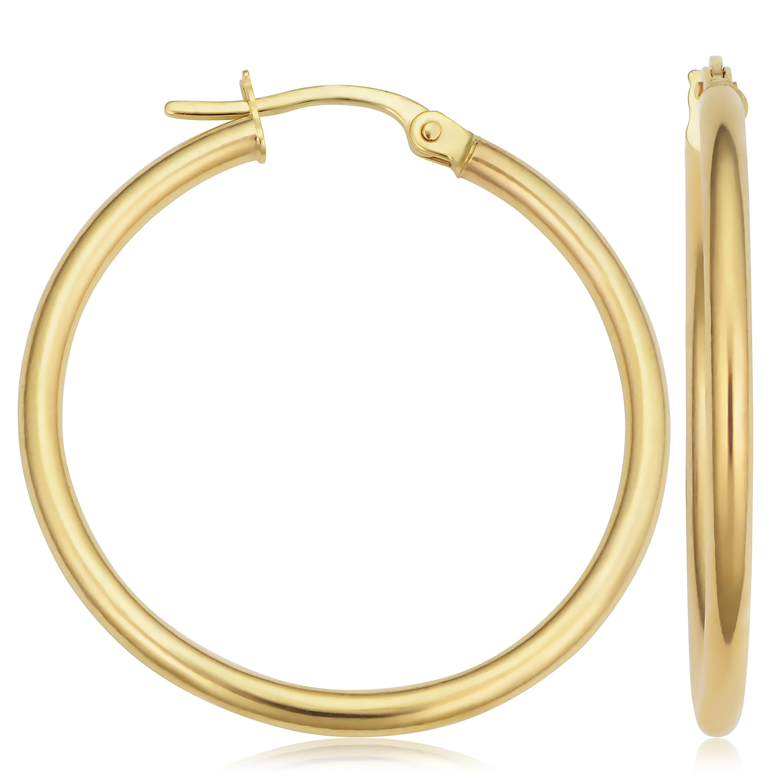 10k Yellow Gold Polished Hoop Earrings (2x25 mm)