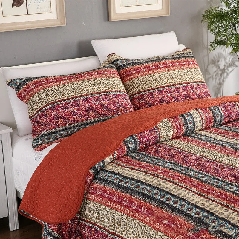 3-Piece Cotton Linen Washed Quilt Set