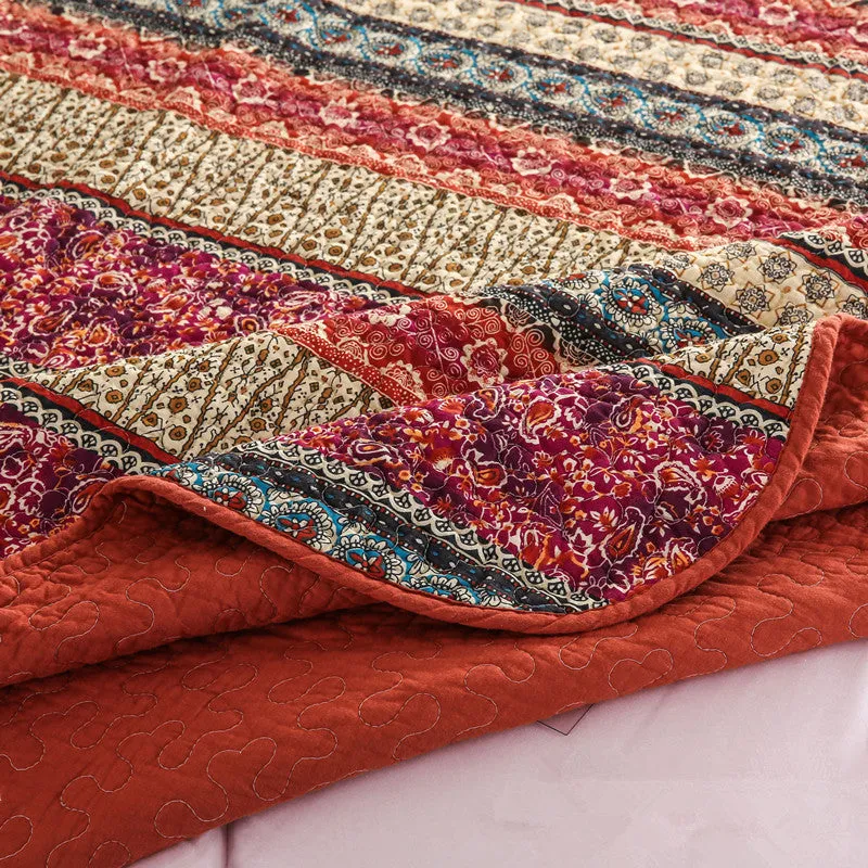 3-Piece Cotton Linen Washed Quilt Set
