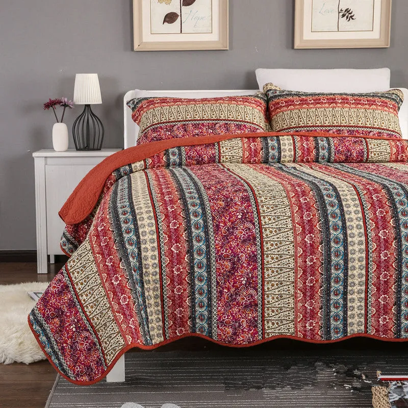 3-Piece Cotton Linen Washed Quilt Set