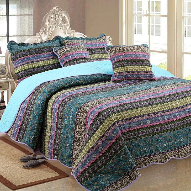 3-Piece Cotton Linen Washed Quilt Set