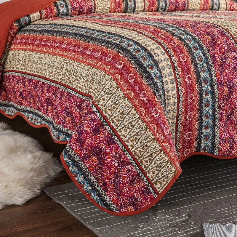 3-Piece Cotton Linen Washed Quilt Set