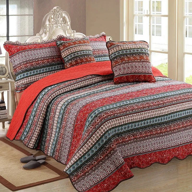 3-Piece Cotton Linen Washed Quilt Set