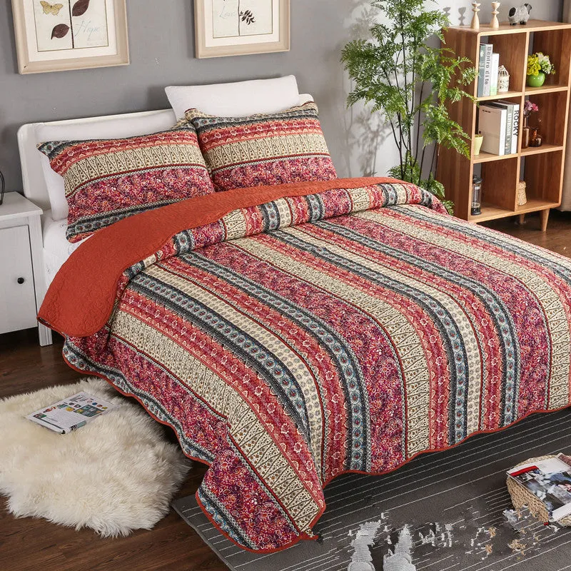 3-Piece Cotton Linen Washed Quilt Set