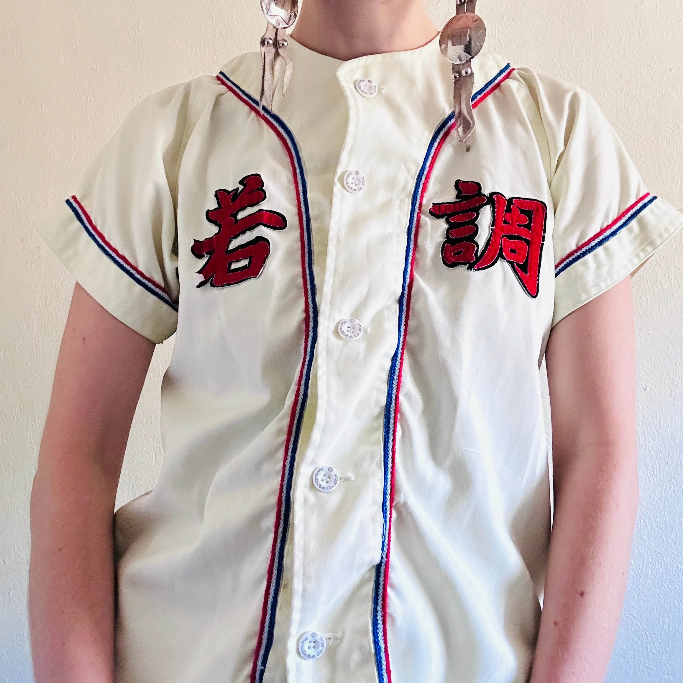 70S VINTAGE JAPANESE BASEBALL JERSEY TOP // SIZE MEDIUM