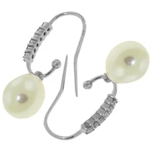 8.18 Carat 14K Solid White Gold Every Breath Taken Pearl Diamond Earrings