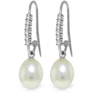 8.18 Carat 14K Solid White Gold Every Breath Taken Pearl Diamond Earrings