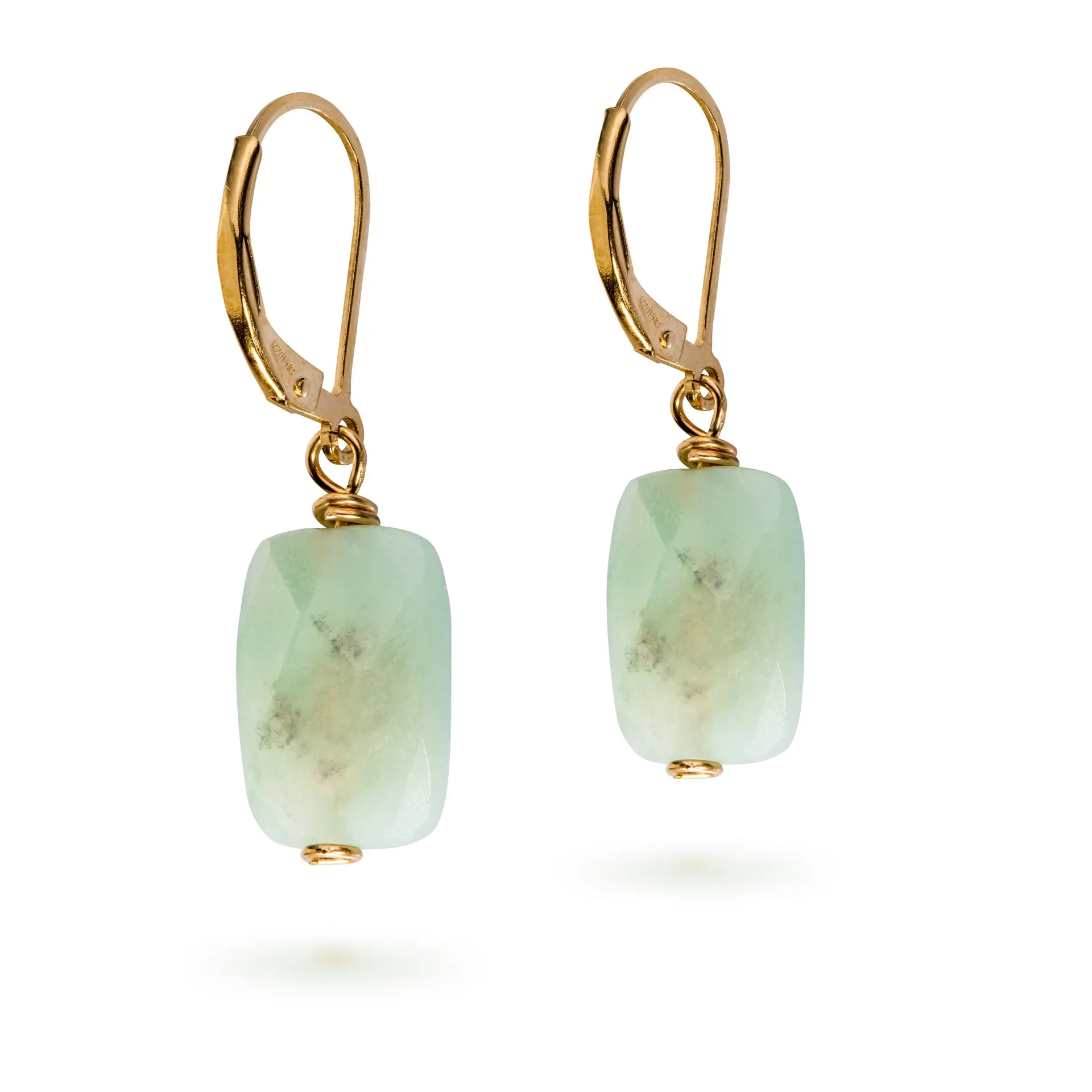 Amazonite Earrings Dangle Green Mint Stone 14k Gold filled Leverback Closure