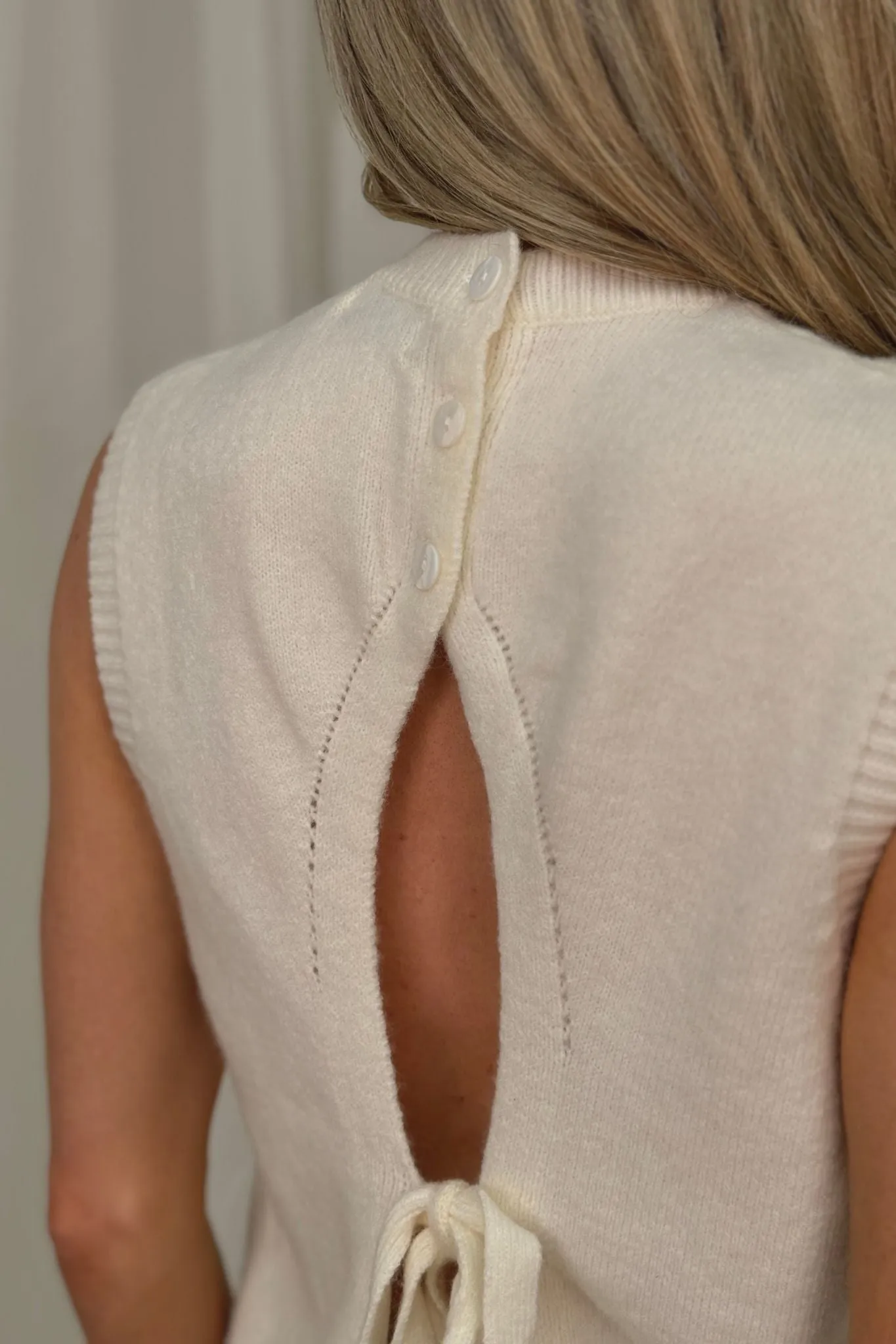 Becca Tie Detail Knit In Off White
