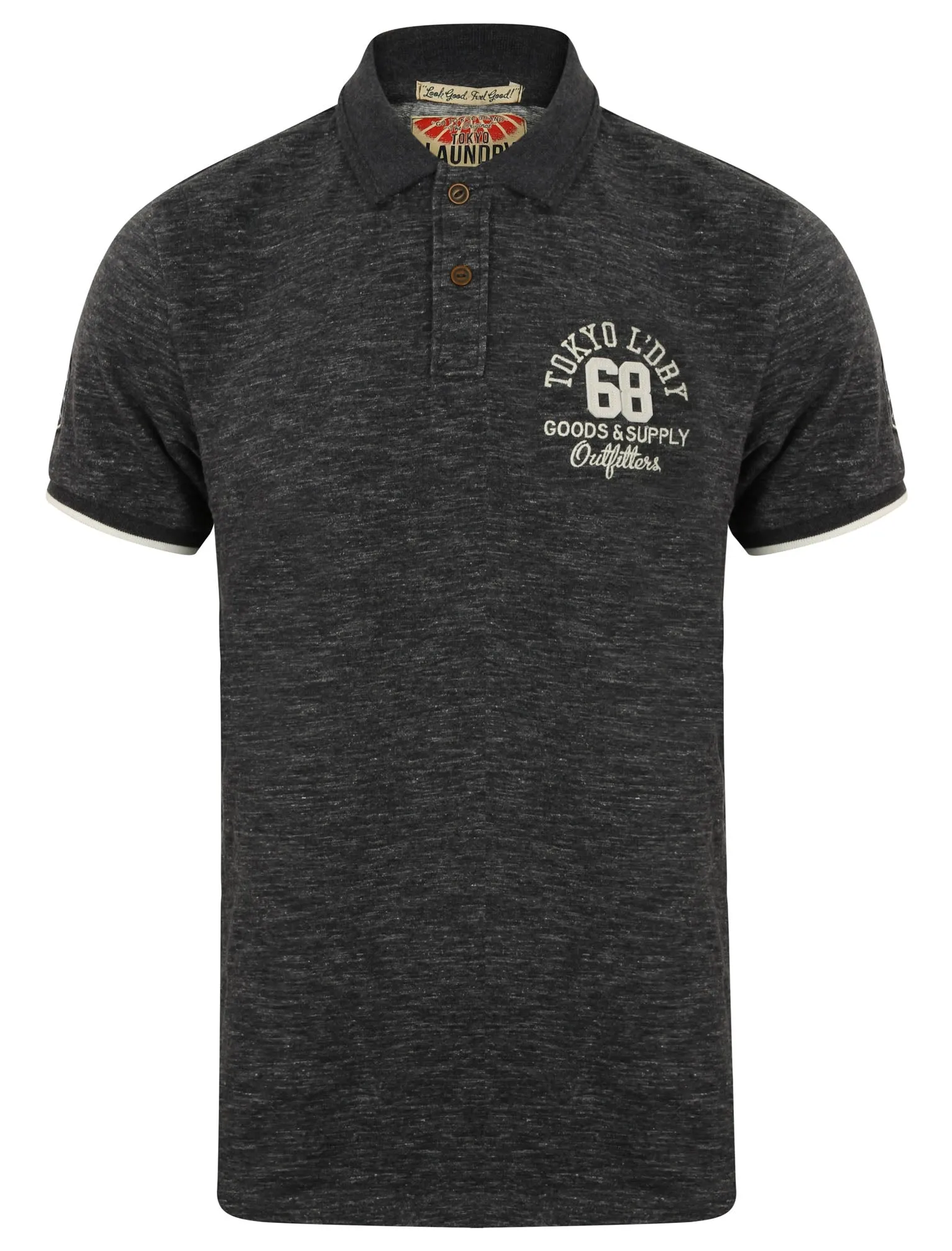 Berling Jersey Polo Shirt in Charcoal / Ivory - Tokyo Laundry