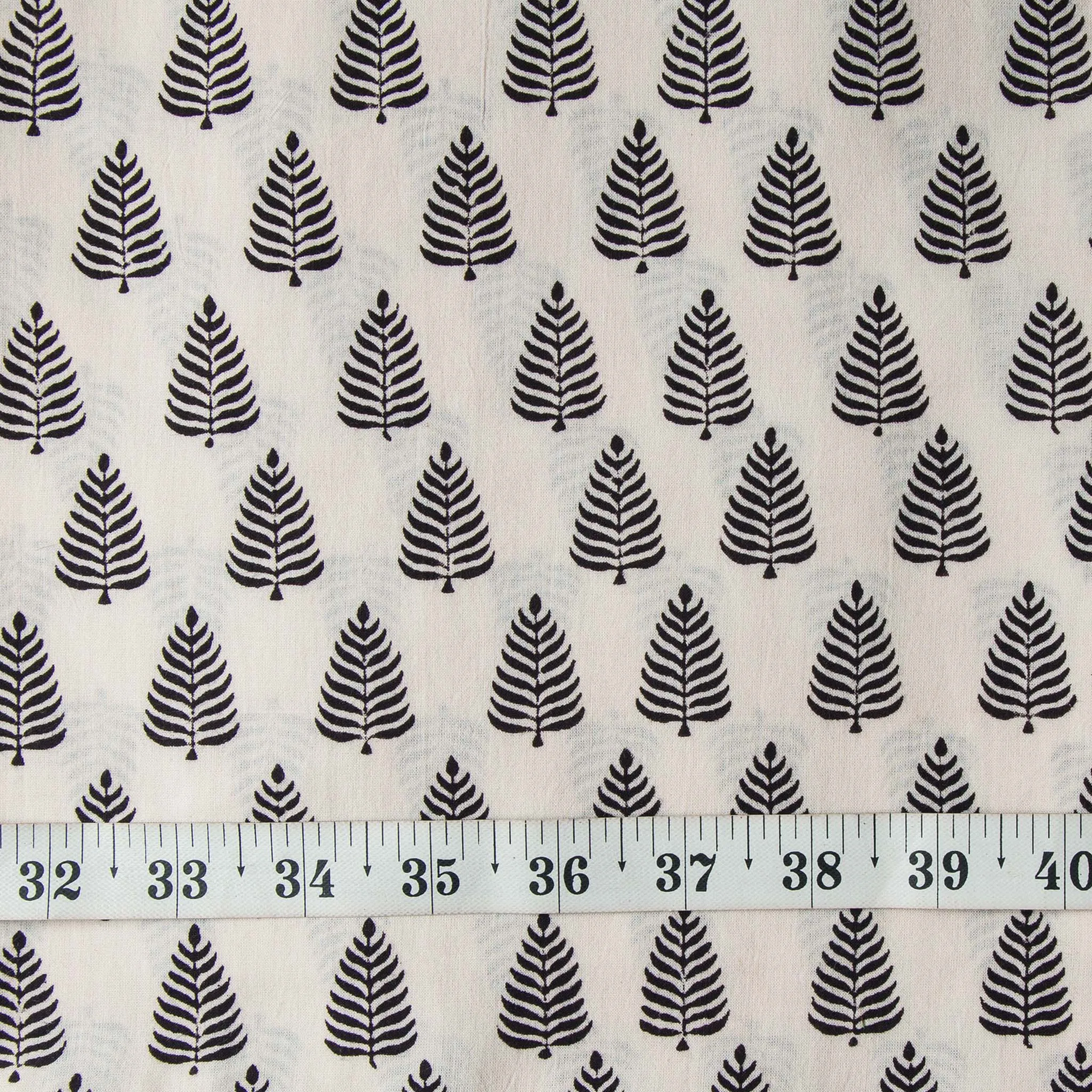 Black & White Bagh Handblock Printed Cotton Fabric