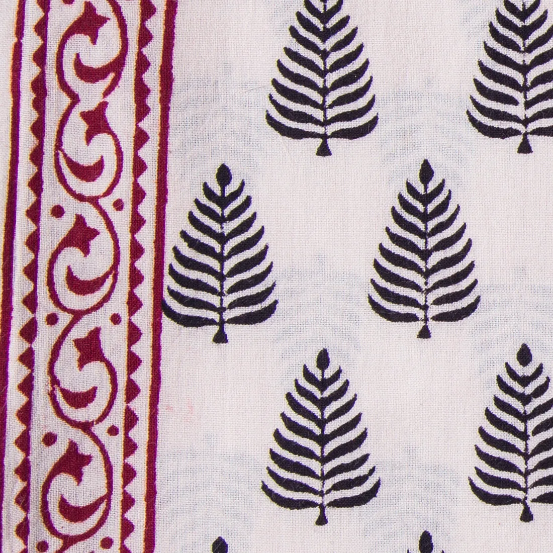 Black & White Bagh Handblock Printed Cotton Fabric