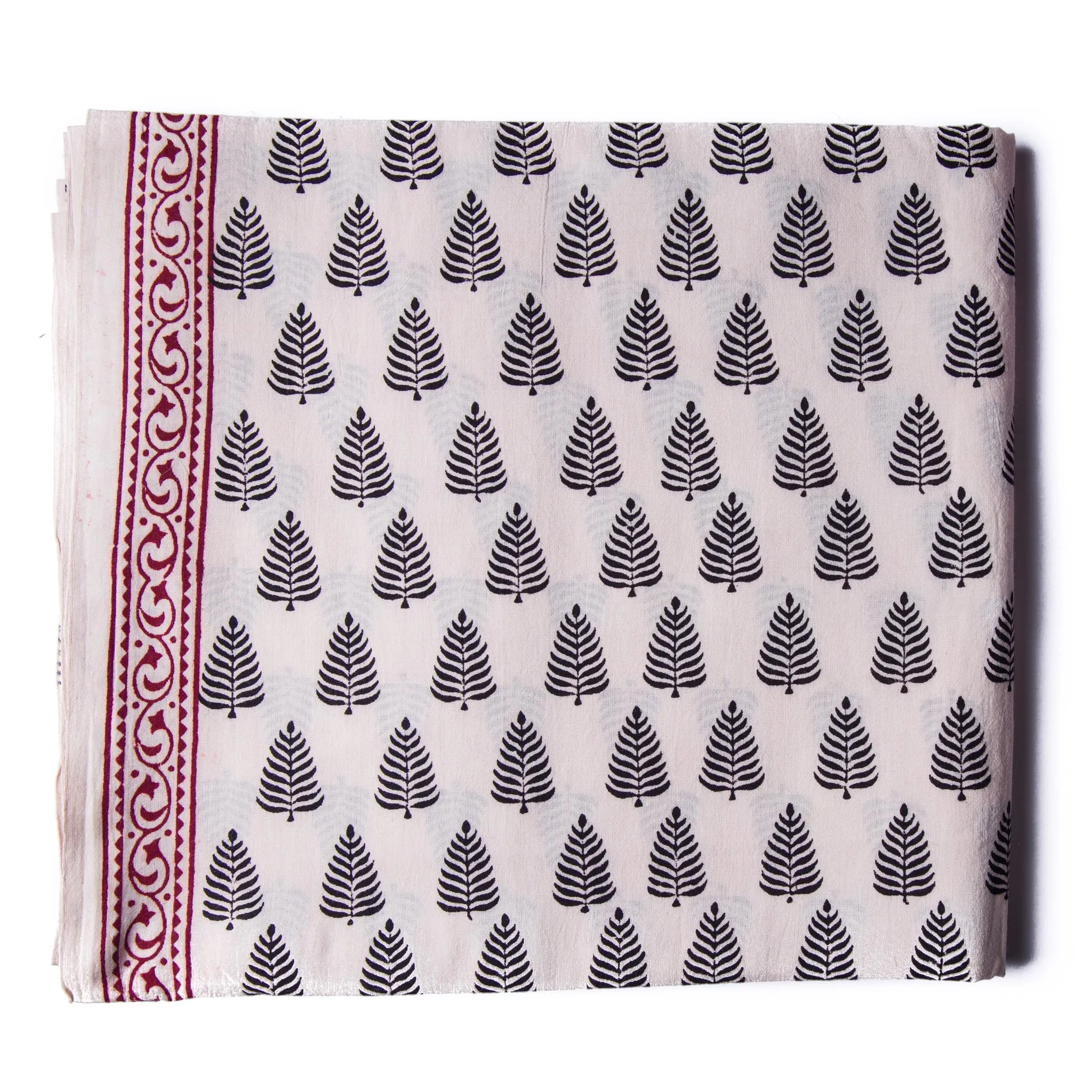 Black & White Bagh Handblock Printed Cotton Fabric