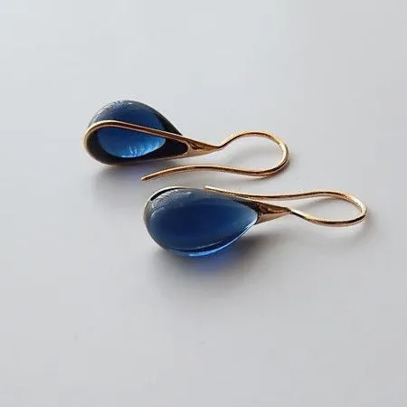 Blue Teardrop Glass Earrings  jlt11689