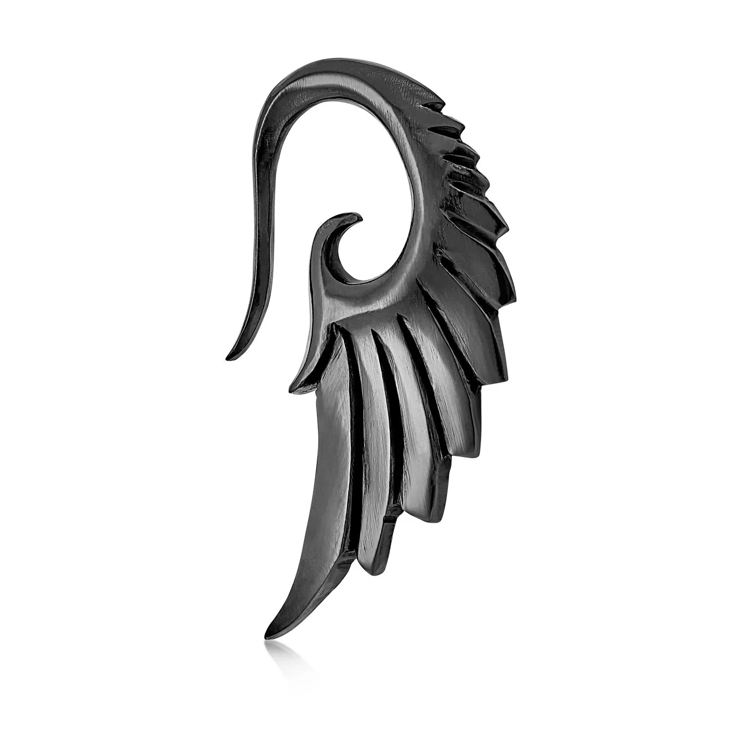 Boho Goth Biker Ear Cuff Cartilage Angel Wing Feather Black Bone Earring 1 Piece