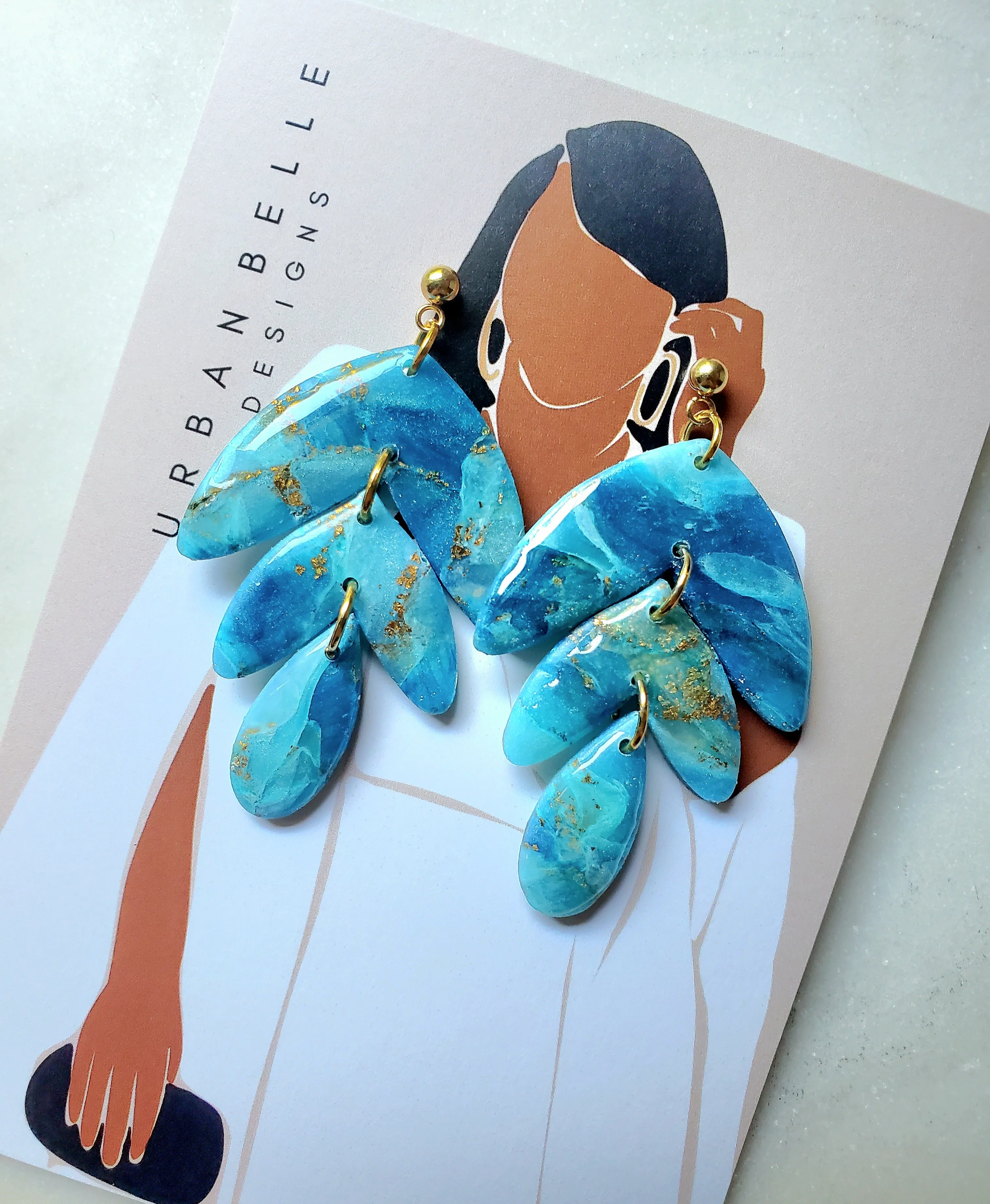 CAMILLE Statement Earrings - Azure