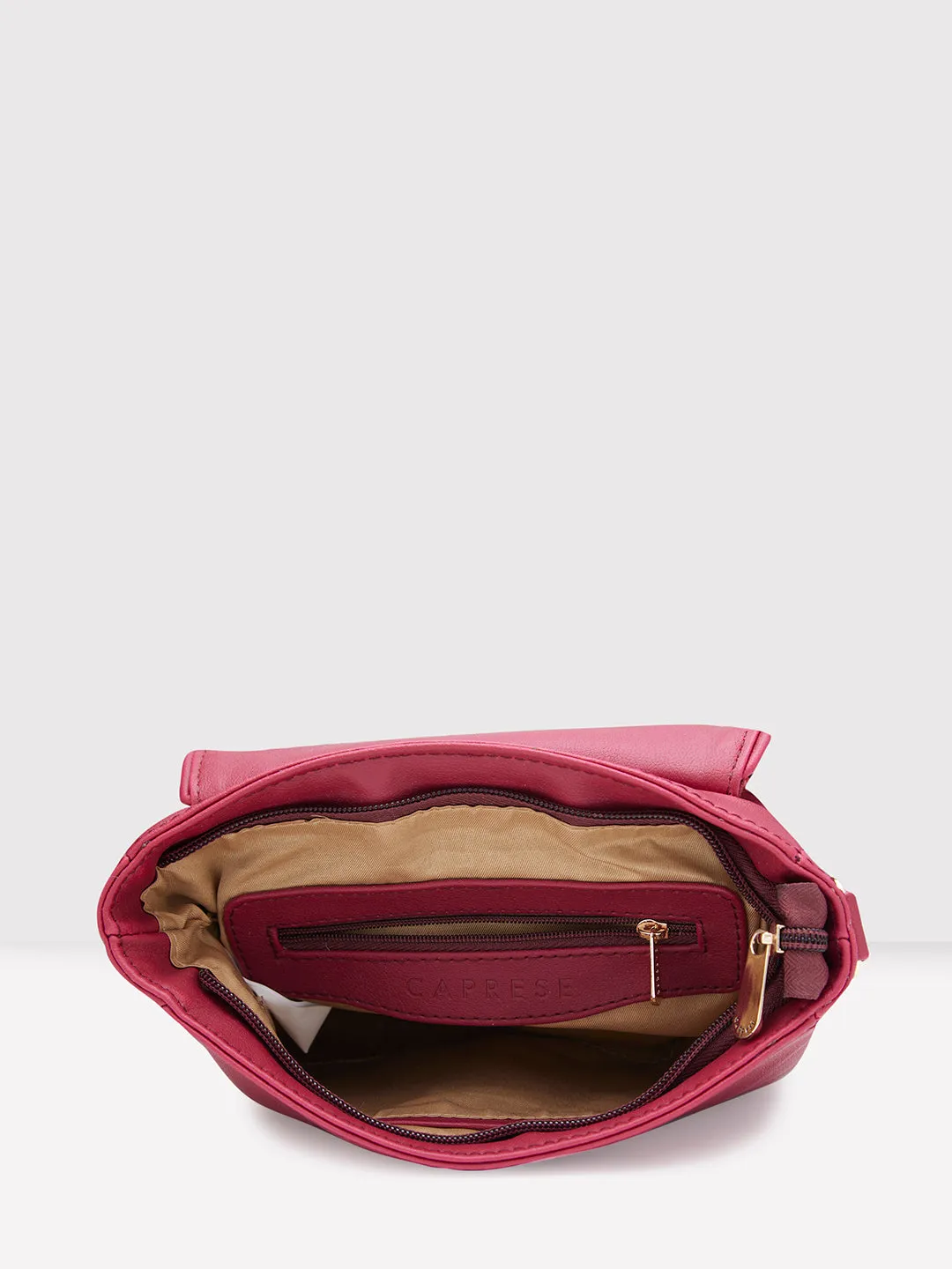 Caprese Tresna Embroidery Large Sling  Handbag Maroon