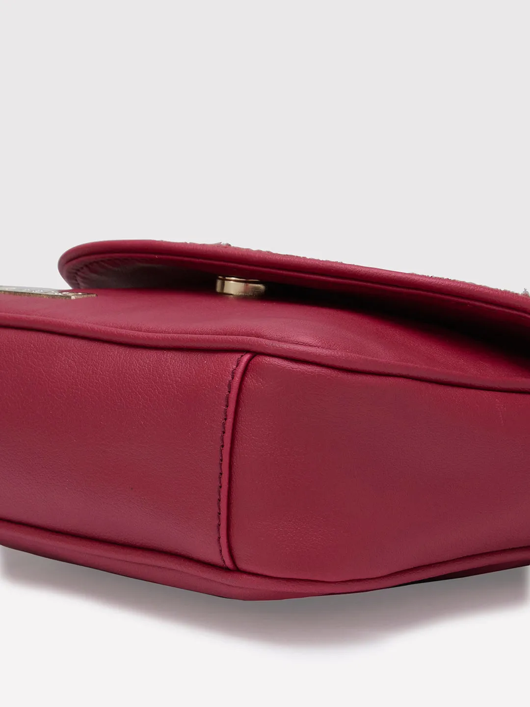 Caprese Tresna Embroidery Large Sling  Handbag Maroon