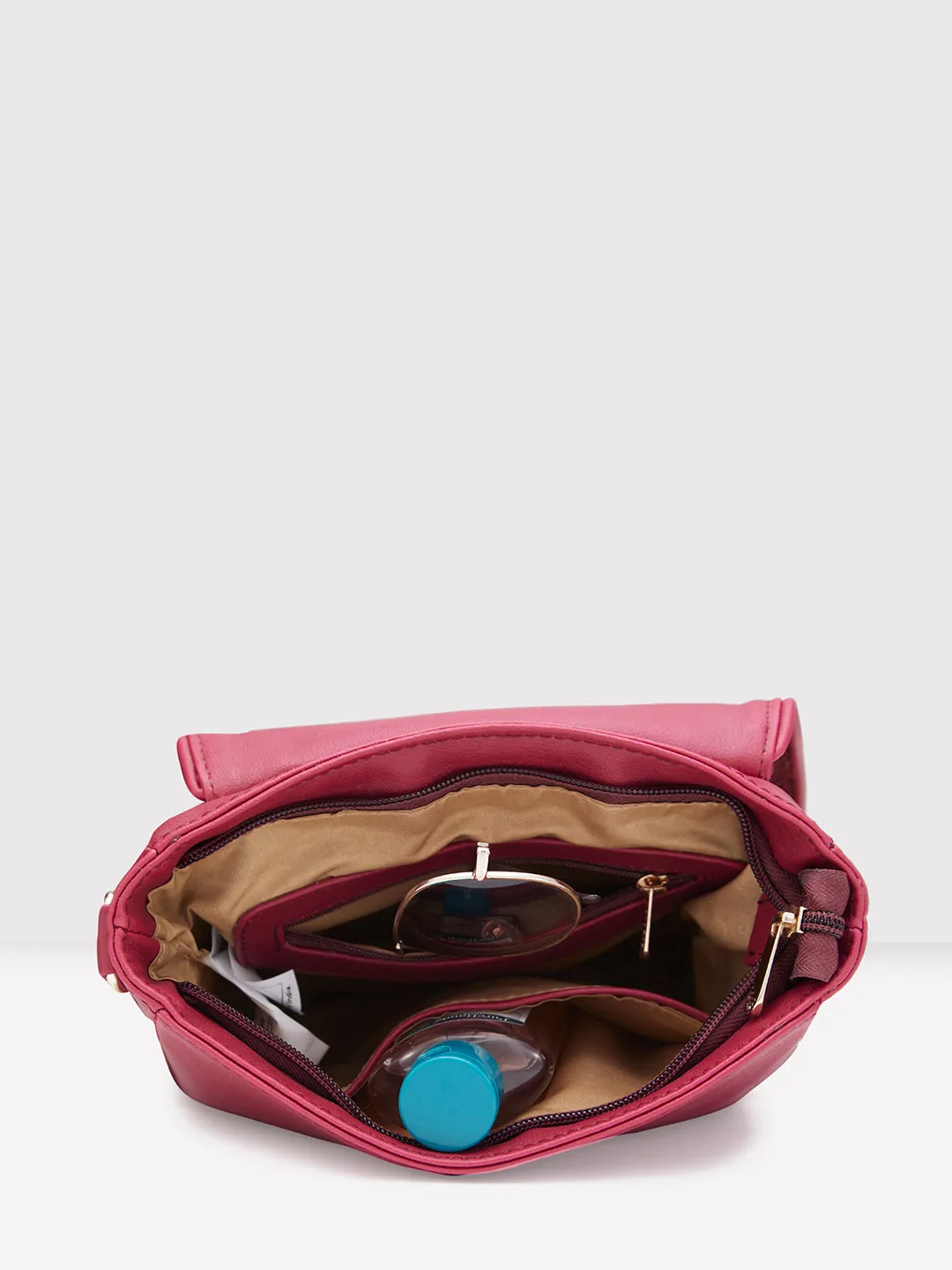 Caprese Tresna Embroidery Large Sling  Handbag Maroon