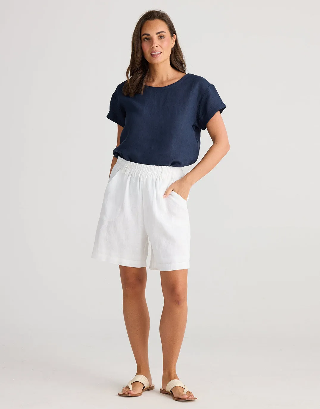 Captain Linen Shorts - White