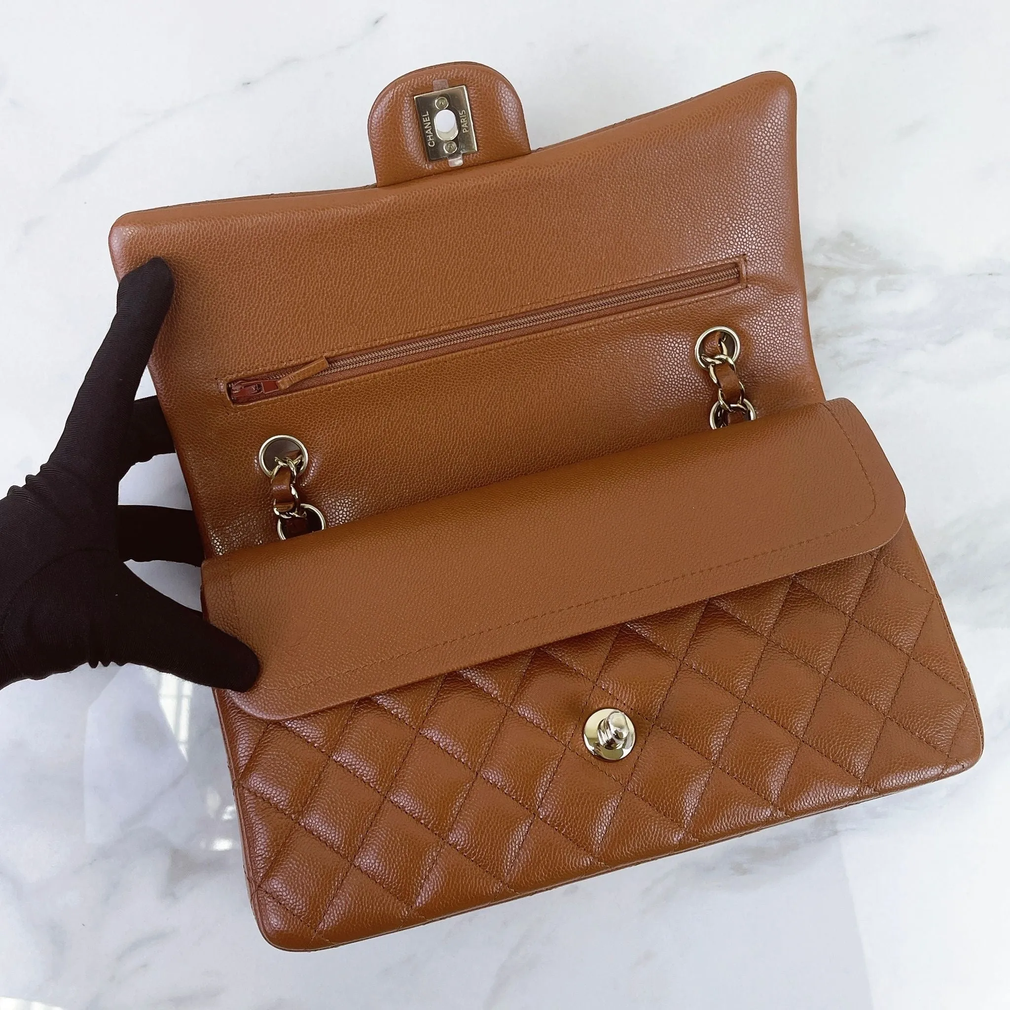 Chanel Timeless Classic Medium M/L 23A Caramel Caviar Leather