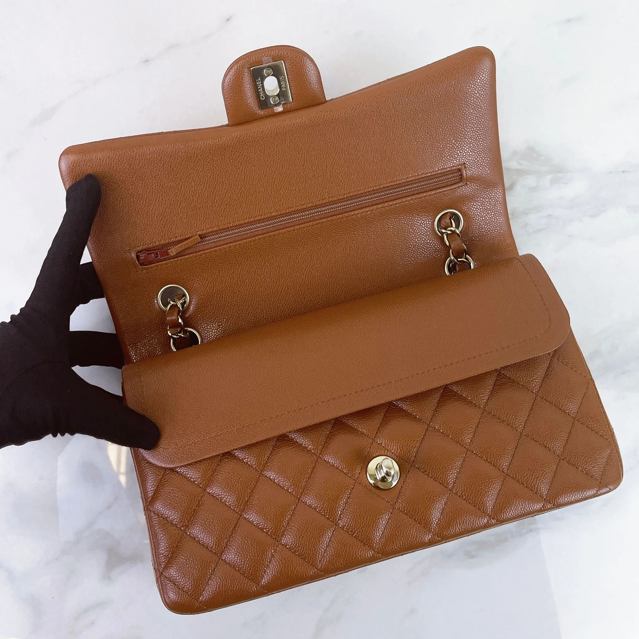Chanel Timeless Classic Medium M/L 23A Caramel Caviar Leather