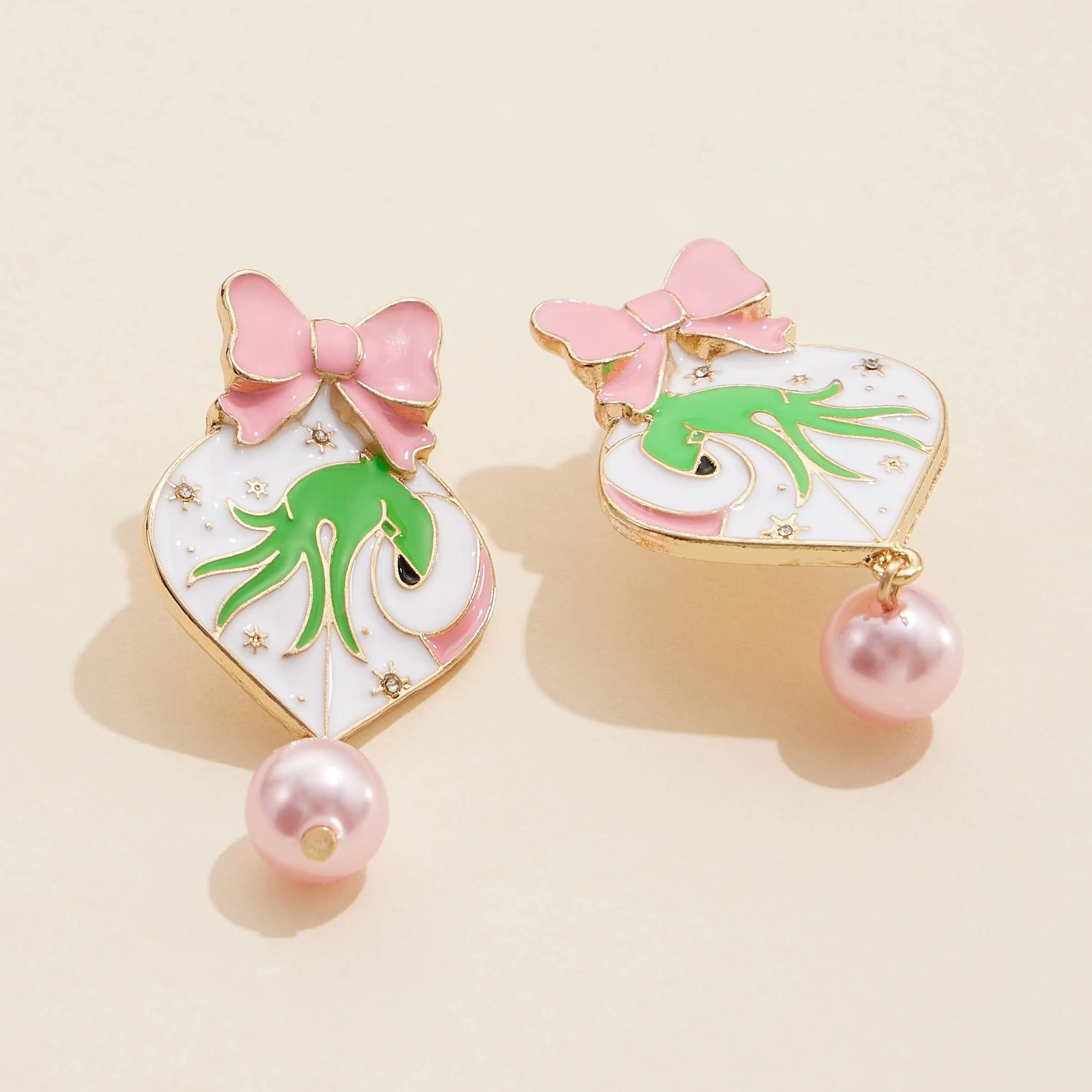 Christmas Ball & Grinch Dangling Earrings
