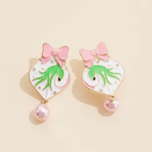 Christmas Ball & Grinch Dangling Earrings