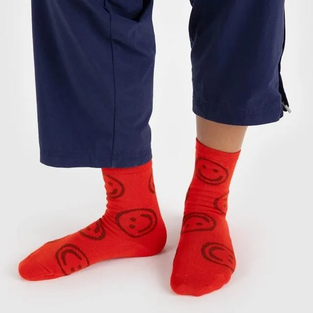 Crew Sock - Red Happy