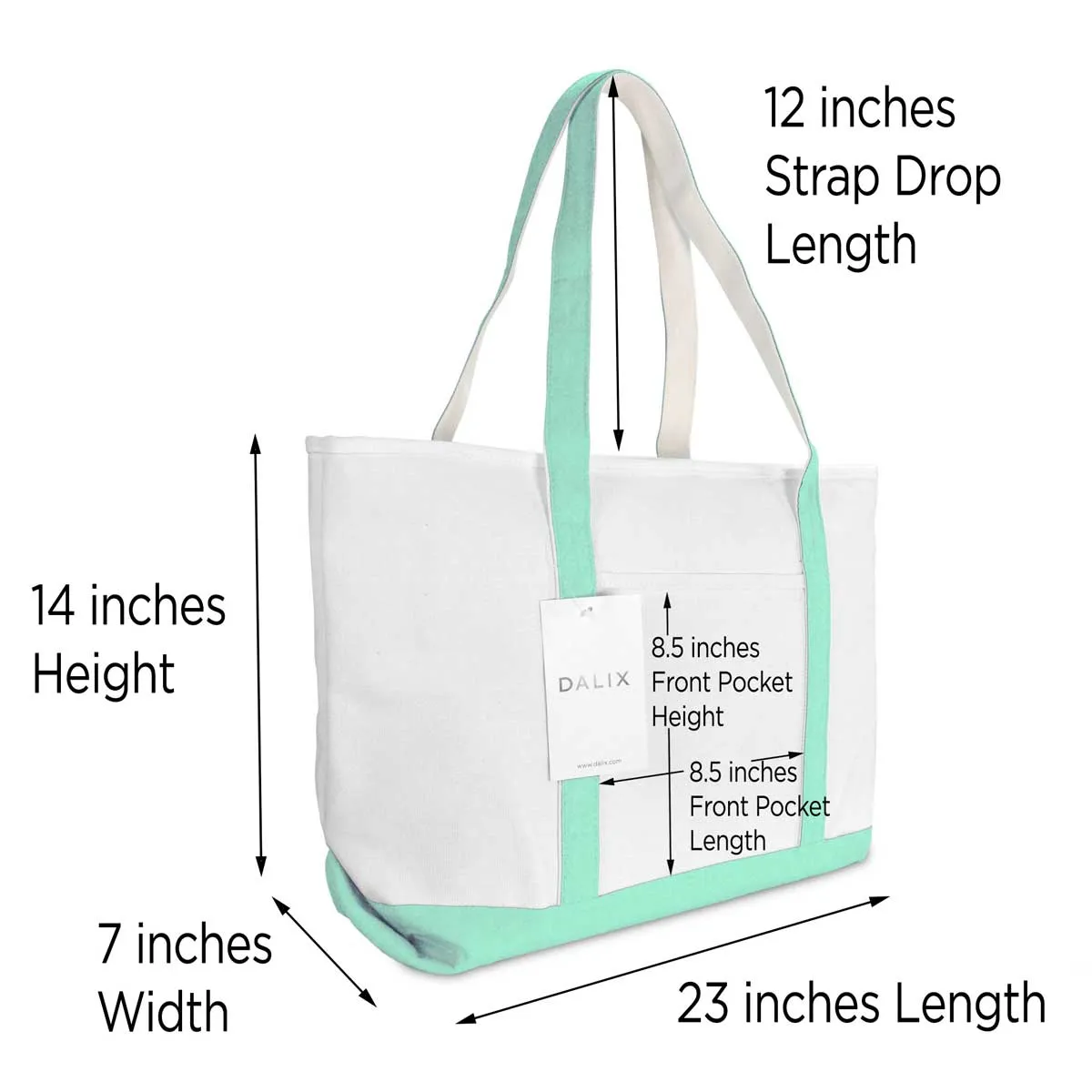 Dalix Initial A-Z Premium Tote Bag in Mint Green