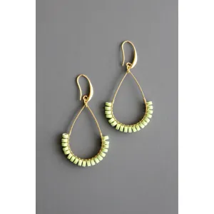 David Aubrey Mint Green Teardrop Wire Wrapped Earrings