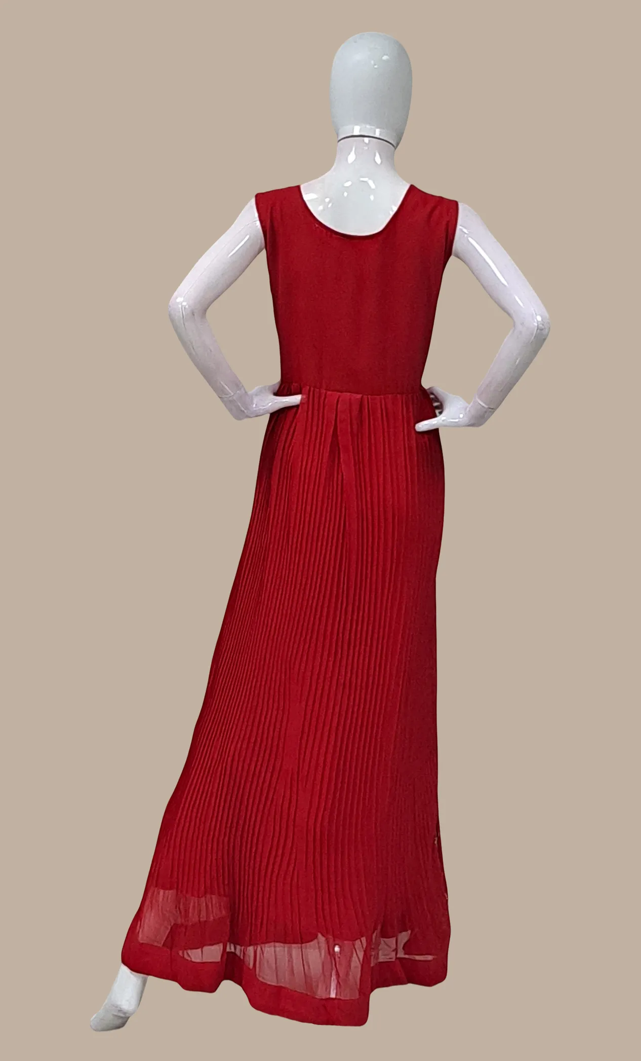 Deep Red Embroidered Gown & Dupatta