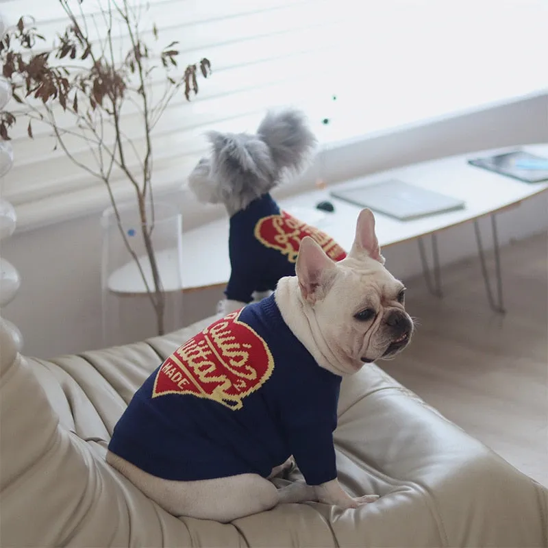 Designer Luxury  Fashion Dog Clothes Winter Pet Knitwear French Bulldog Schnauzer Small And Medium-Sized Dog Sweater Warm Comfortable