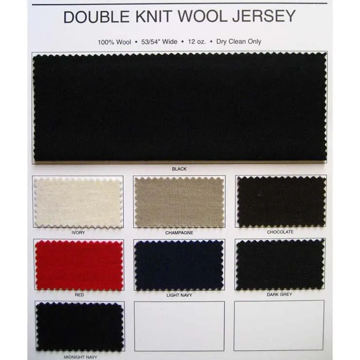 Double Knit Wool Jersey Fabric Color Card