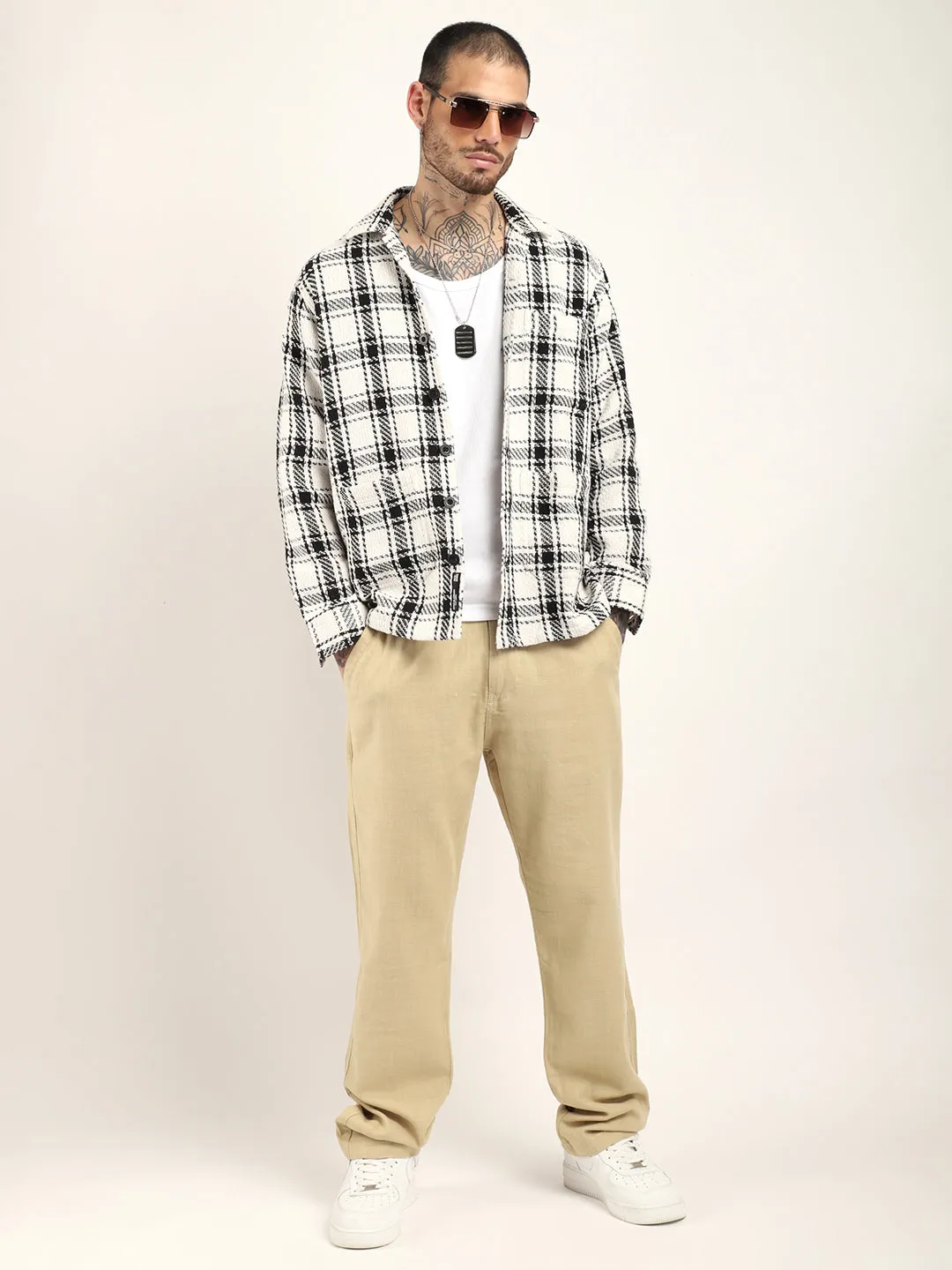 Fabric Marco Heavy Knitted White Full Sleeve Shirt