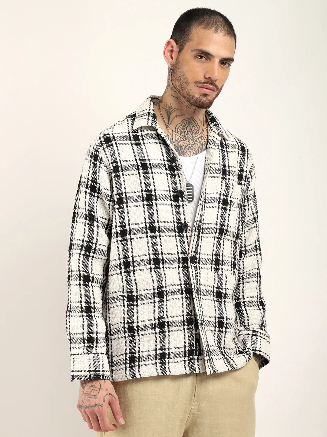 Fabric Marco Heavy Knitted White Full Sleeve Shirt