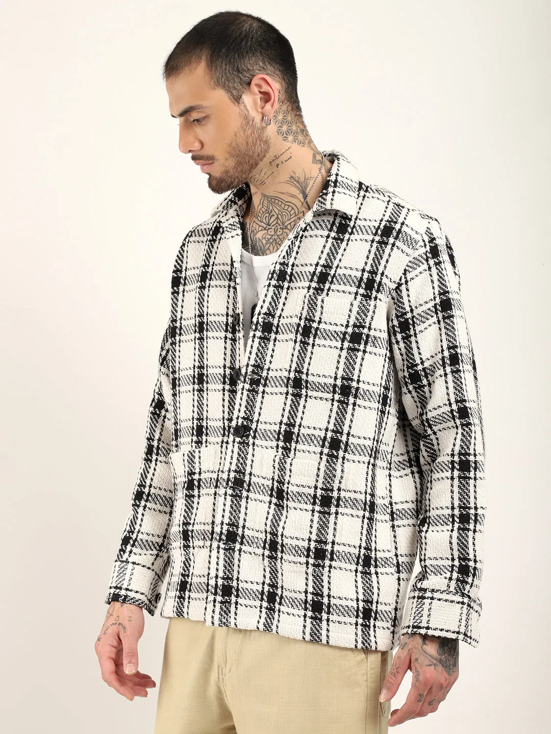 Fabric Marco Heavy Knitted White Full Sleeve Shirt