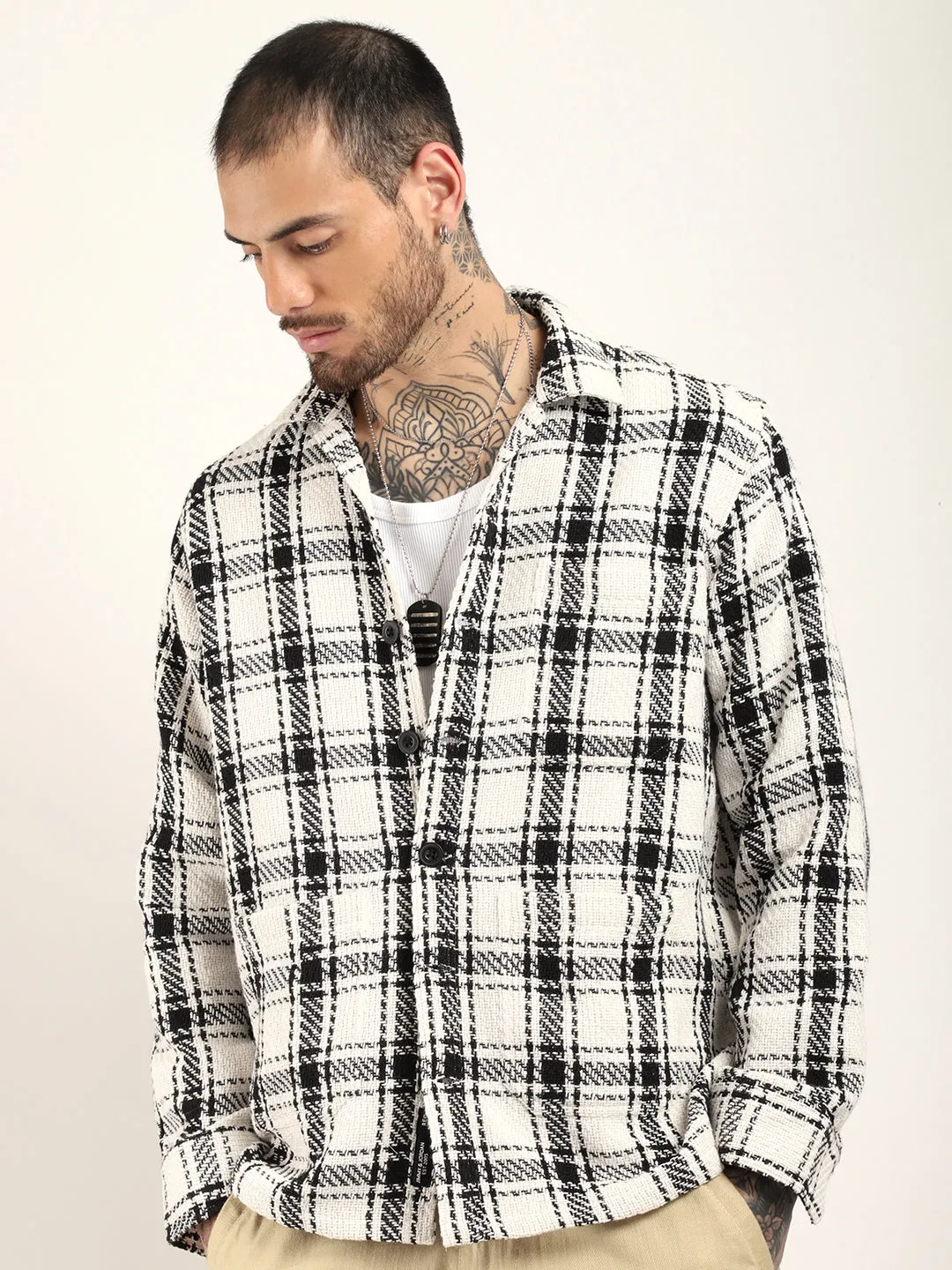 Fabric Marco Heavy Knitted White Full Sleeve Shirt