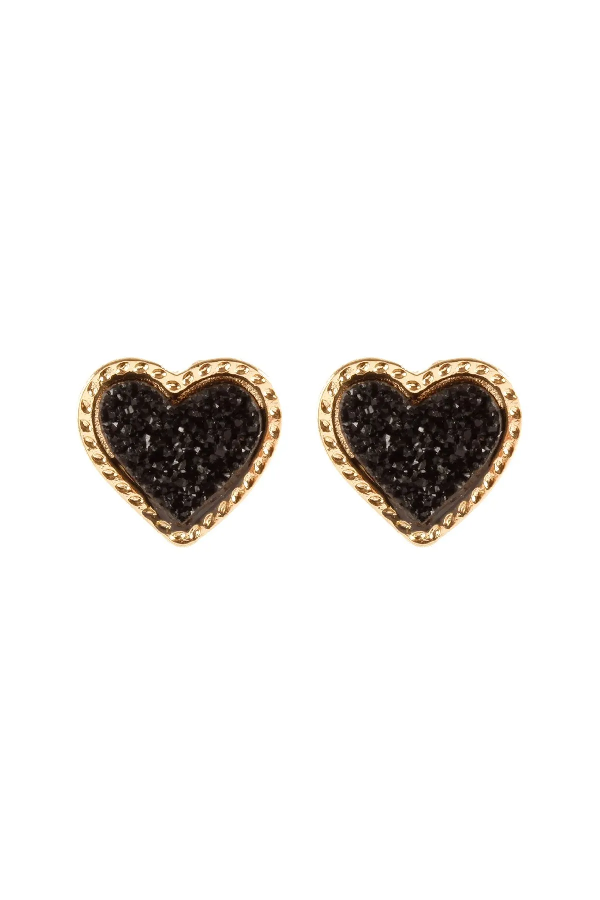 Fe5479 - Metal Druzy Heart Valentine Post Earrings
