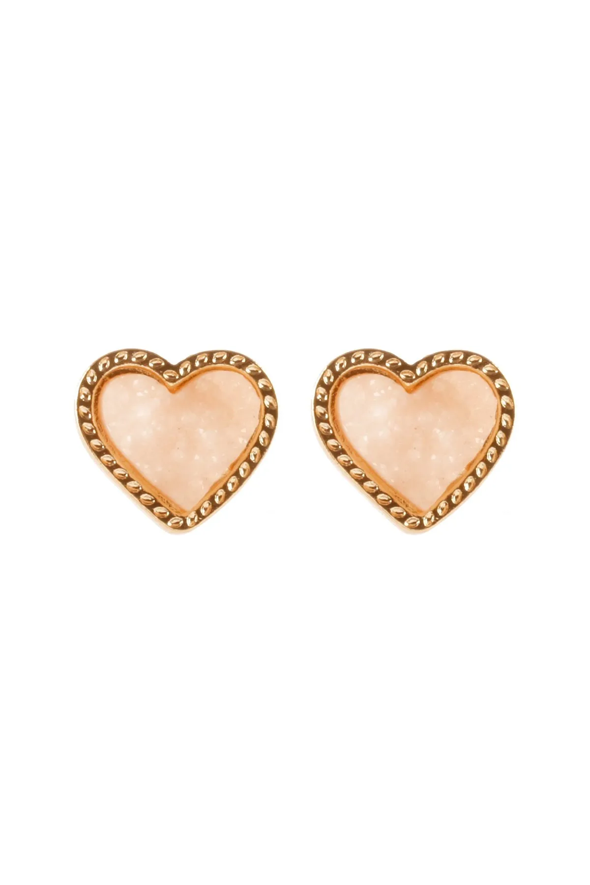 Fe5479 - Metal Druzy Heart Valentine Post Earrings
