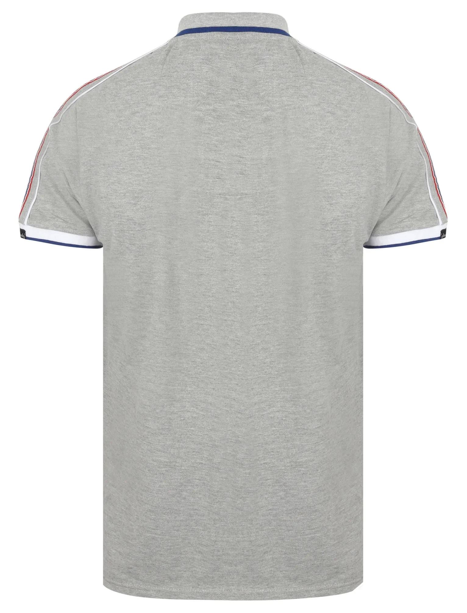 Finley Point Cotton Polo Shirt with Tape Detail In Light Grey Marl - Tokyo Laundry