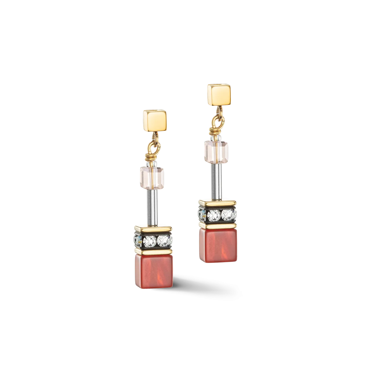 GeoCUBE® Iconic Precious earrings red-beige