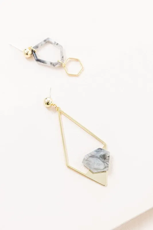 Geometric Harmony Mismatched Drop Earrings