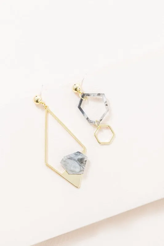 Geometric Harmony Mismatched Drop Earrings