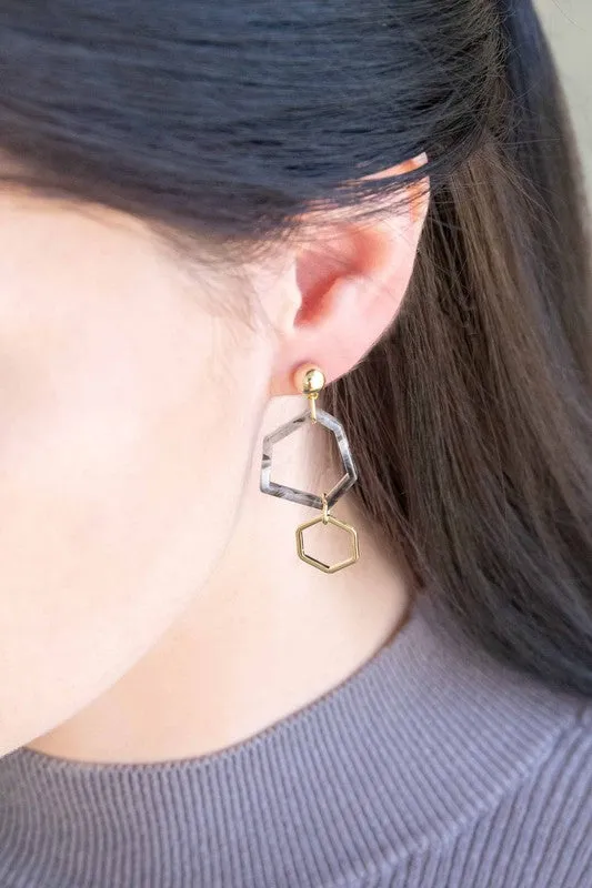 Geometric Harmony Mismatched Drop Earrings