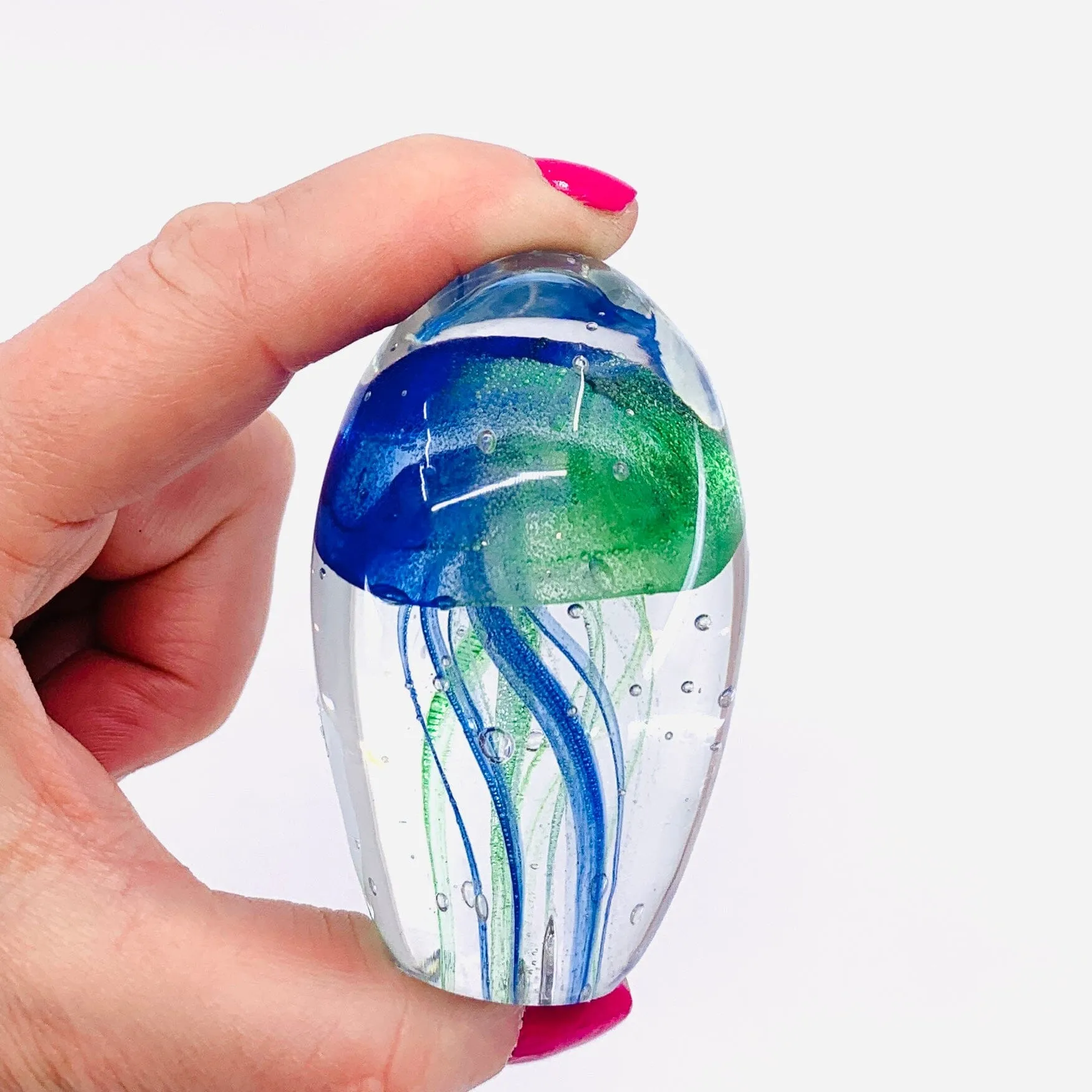 Glow in The Dark Jellyfish Paperweight Small 12, Blue Green B
