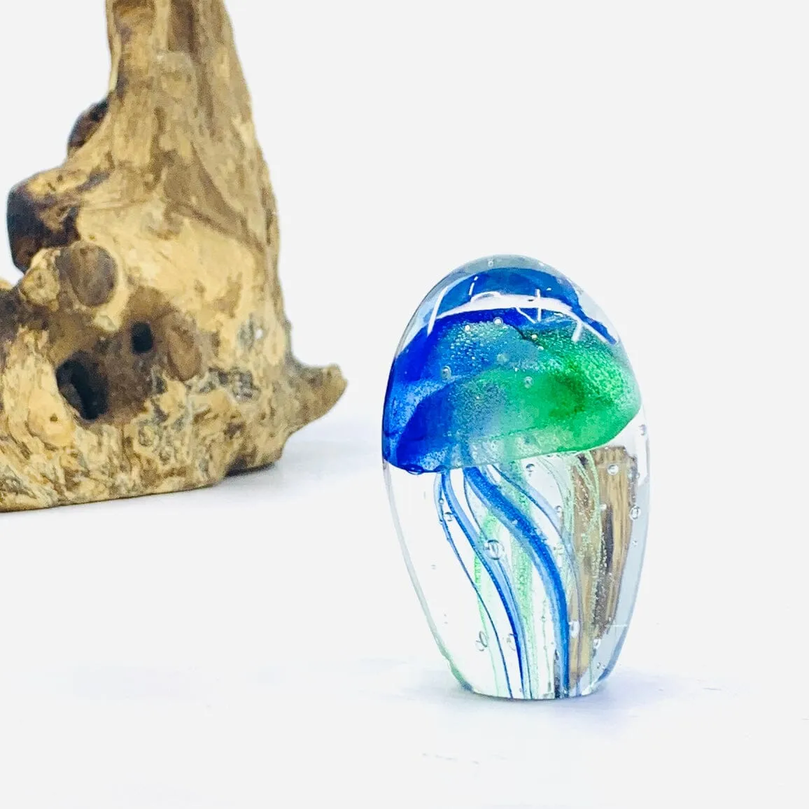 Glow in The Dark Jellyfish Paperweight Small 12, Blue Green B