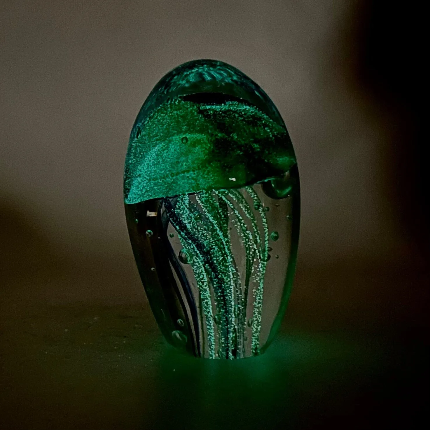 Glow in The Dark Jellyfish Paperweight Small 12, Blue Green B