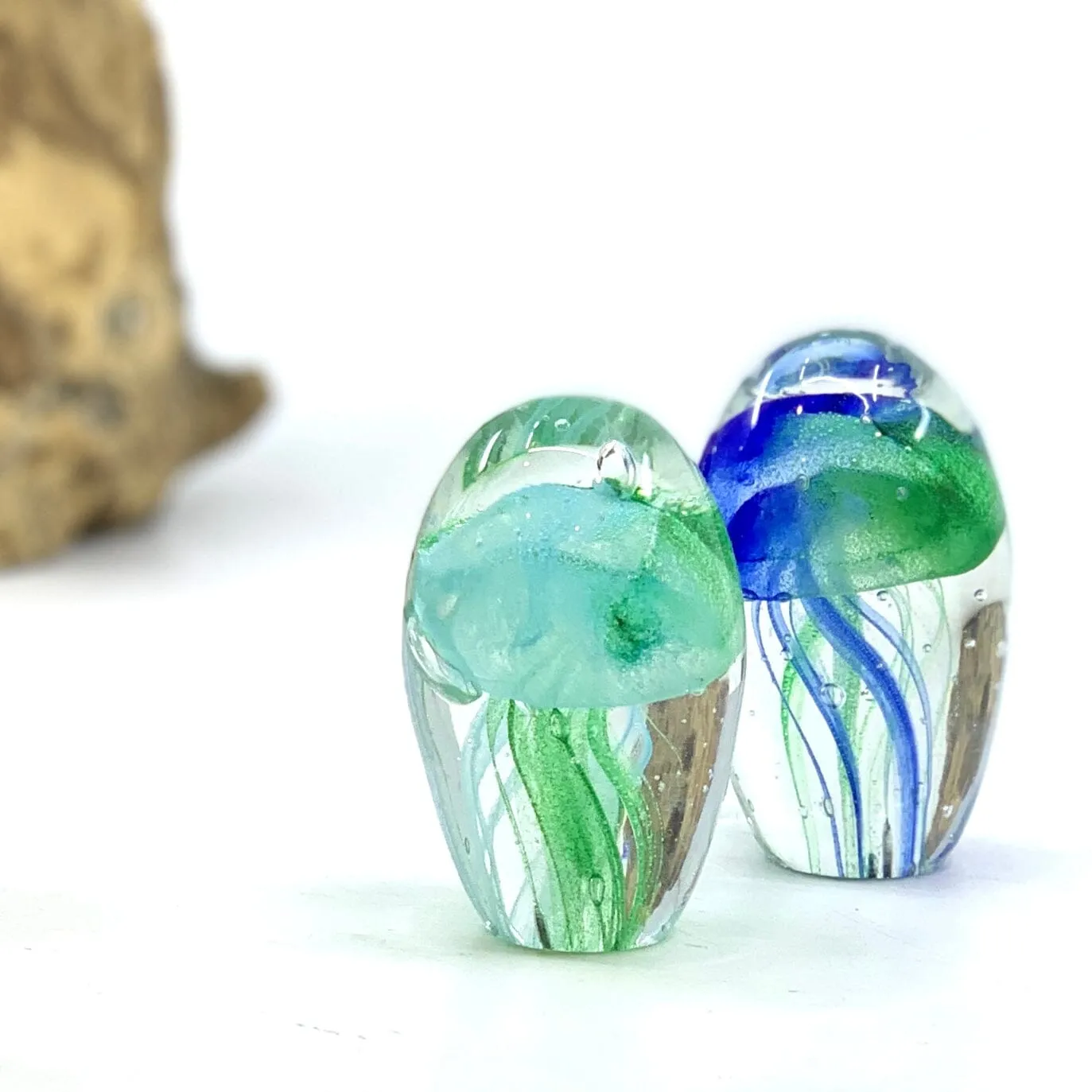 Glow in The Dark Jellyfish Paperweight Small 12, Blue Green B